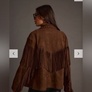 Elegant Brown Fringe Women's Coat